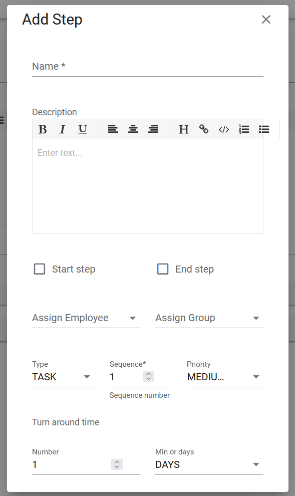 Create step for Process